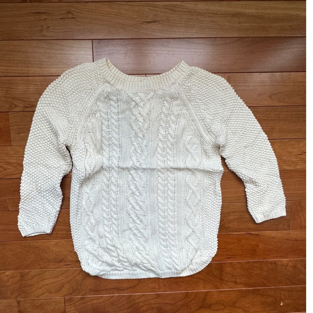 Cynthia Rowley‎ Cream Cable Knit Button Back Sweater